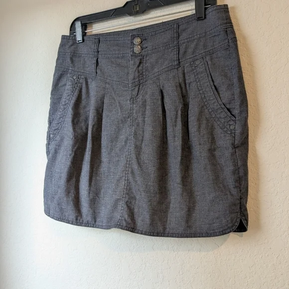 Prana Grey Pleated Hemp Blend Mid Rise Lizbeth Mini Skirt Casual Travel - Picture 5 of 10